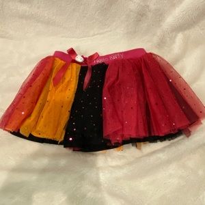Sanrio Hello Kitty Girls' Adorable Sparkly Black Orange Pink Tutu Skirt Sz 4 VGC